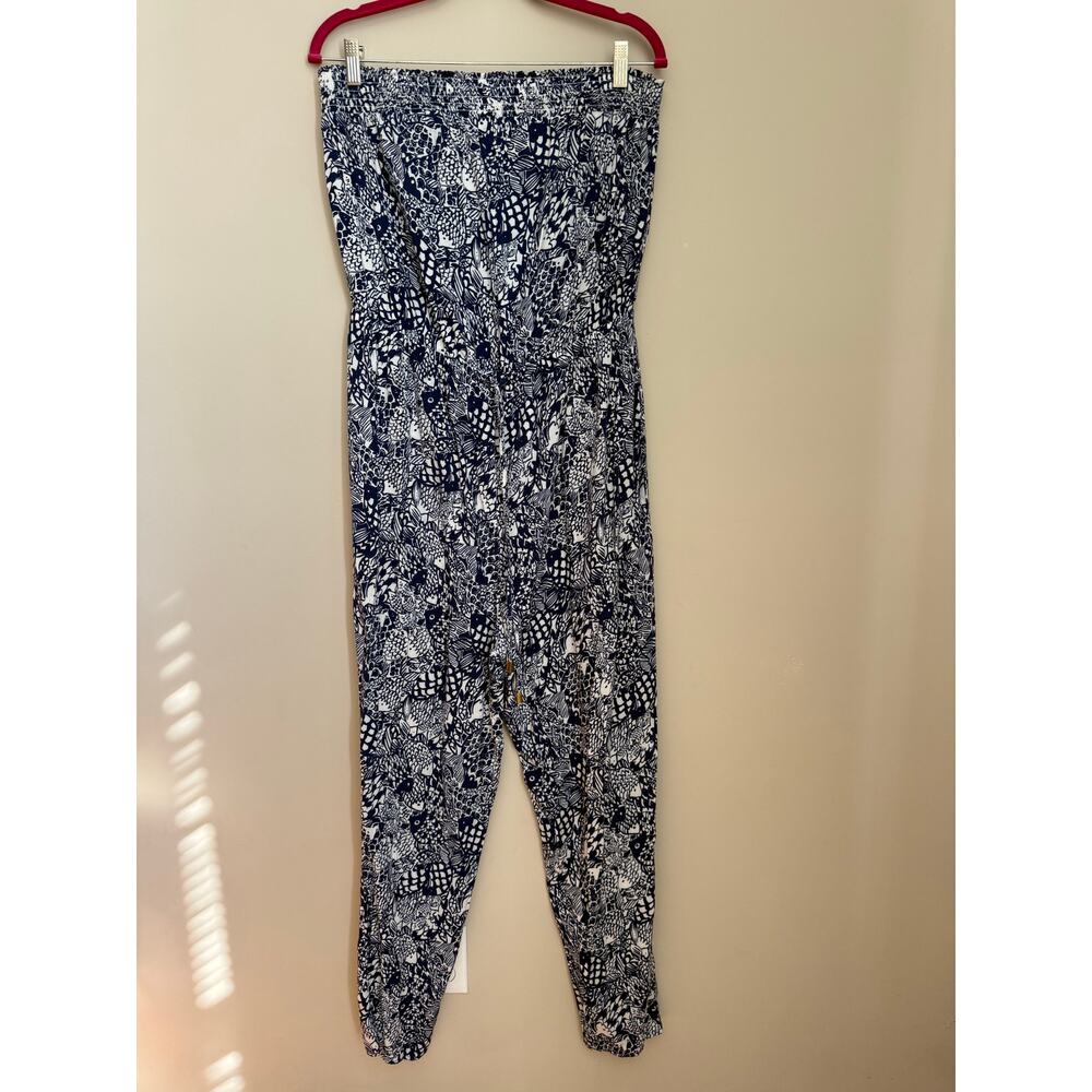 Lilly Pulitzer for Target Strapless Pantsuit | XL | Blue Print Drawstring Waist